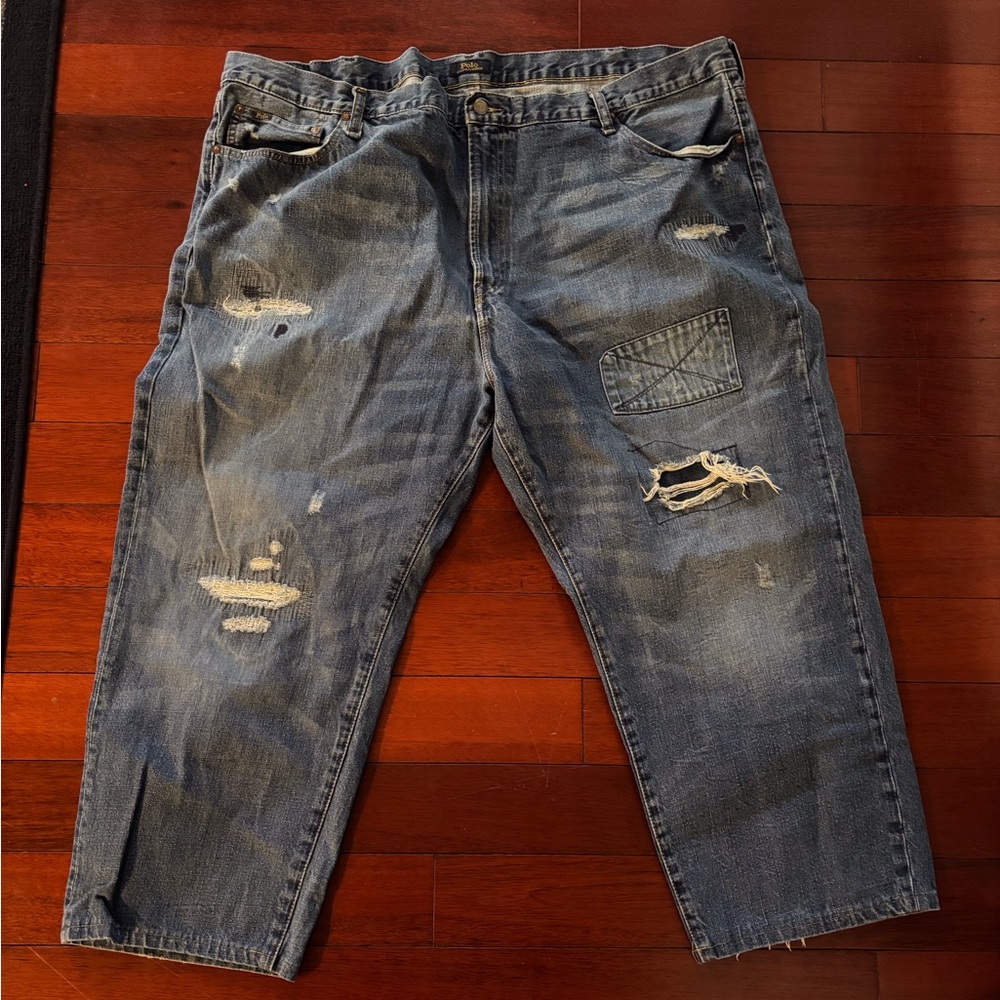 Ralph Lauren Relaxed Fit Distressed Blue Jeans
